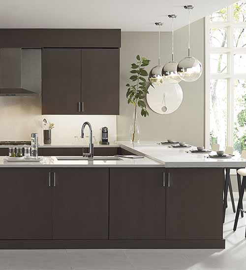 Desoto Kitchen Cabinets with Island Wenge Wood Riverbed Finish